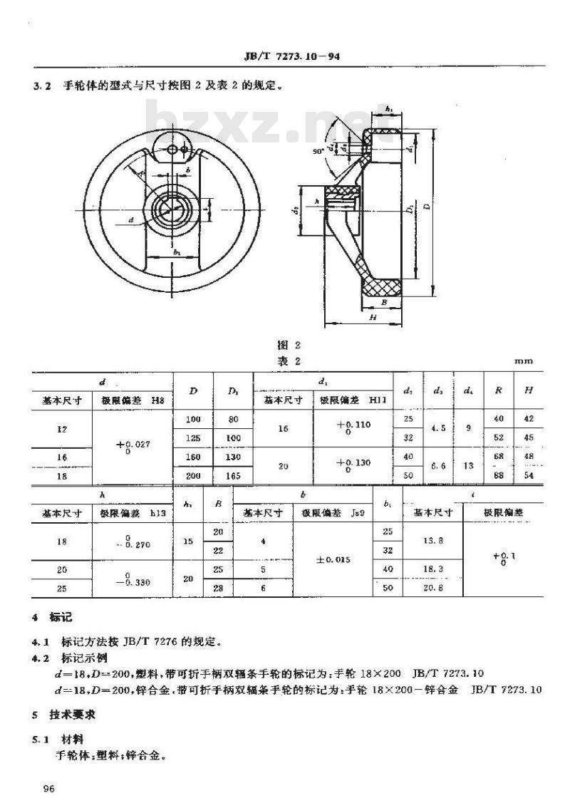 JB/T 7273.10-1994 带可折手柄双幅条手轮