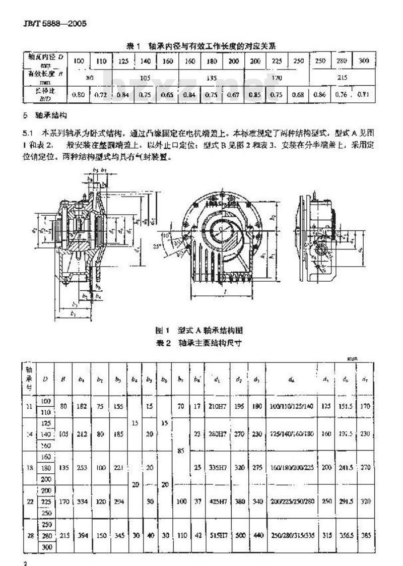 JB/T 5888-2005 电机用DQ系列滑动轴承 结构与尺寸