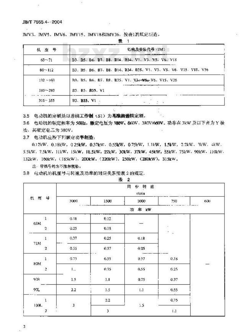 JB/T 7565.4-2004 隔爆型三相异步电动机技术条件 第4部分：YB2系列隔爆型(ExdⅡCT1～T4)三相异步电动机 (机座号63～355)