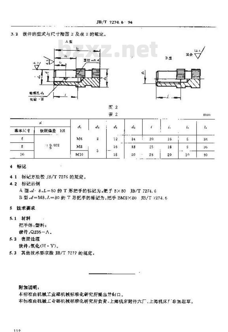 JB/T 7274.6-1994 T 形把手