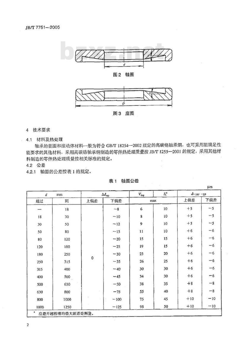 JB/T 7751-2005 滚动轴承 推力圆锥滚子轴承