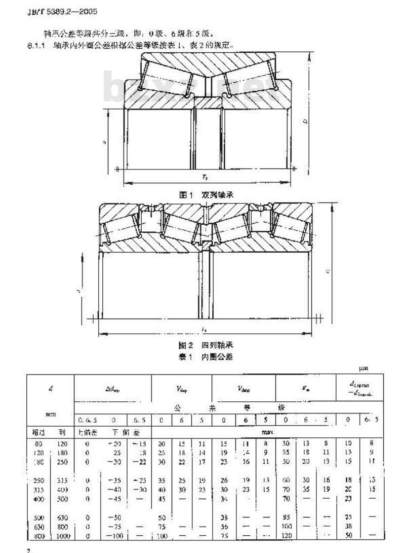 JB/T 5389.2-2005 滚动轴承 轧机用双列和四列圆锥滚子轴承