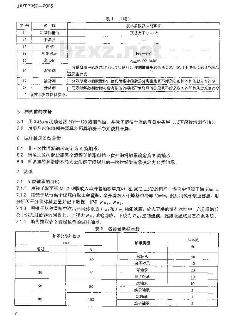 JB/T 7050-2005 滚动轴承 清洁度评定方法