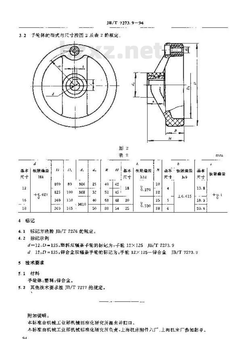 JB/T 7273.9-1994 双幅条手轮