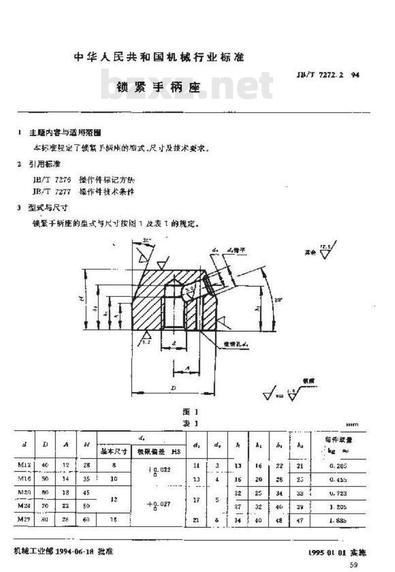 JB/T 7272.2-1994 锁紧手柄座