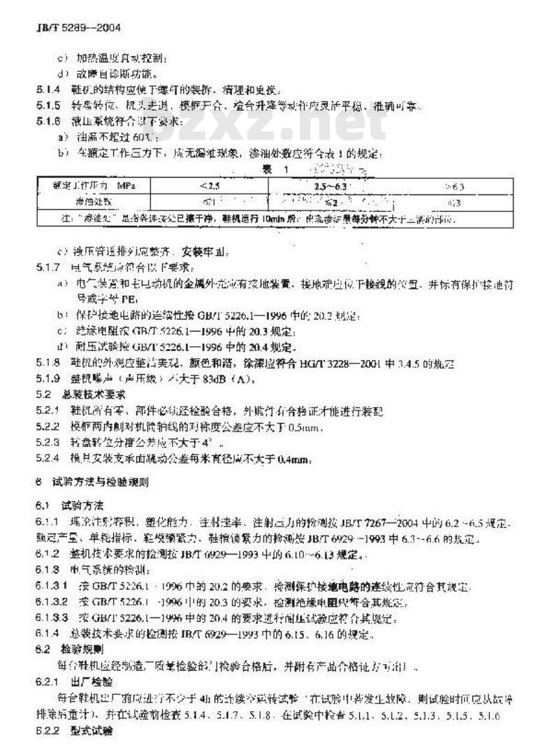 JB/T 5289-2004 鞋用转盘注射成型机