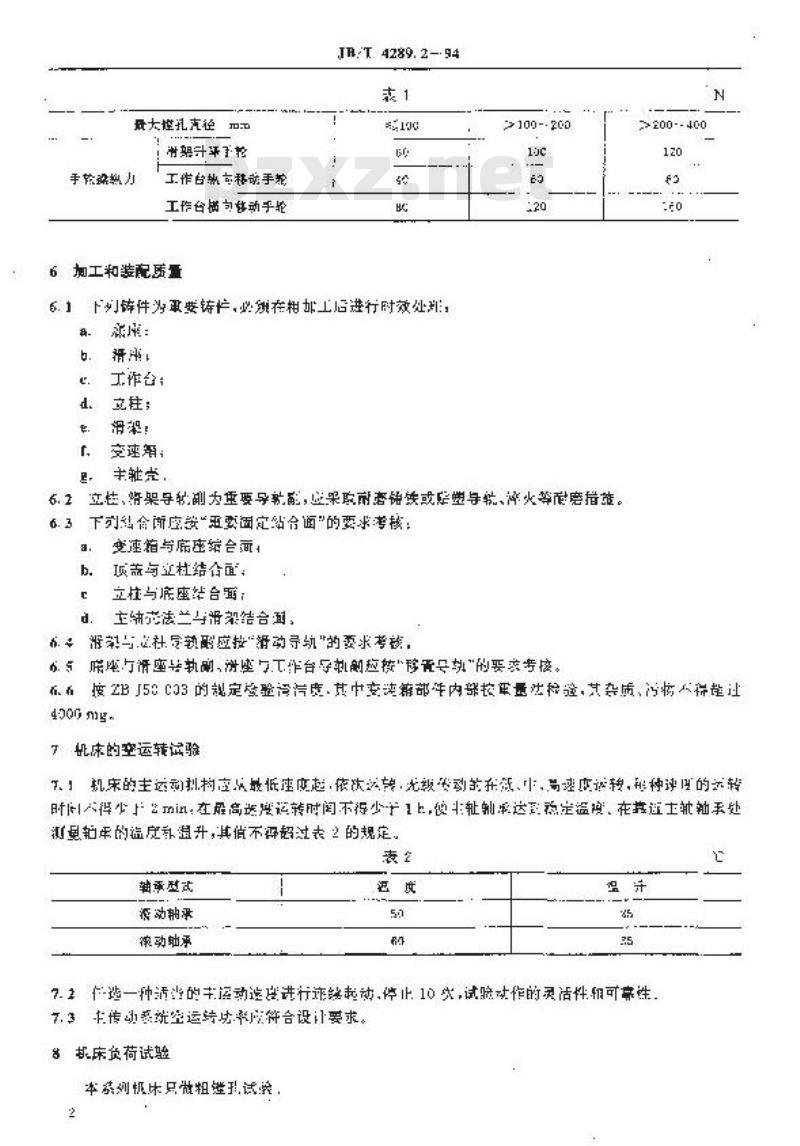 JB/T 4289.2-1994 立式精镗床 技术条件