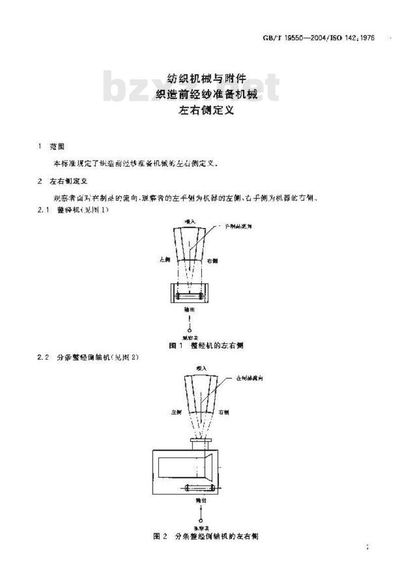 GB/T 19550-2004 纺织机械与附件 织造前经纱准备机械 左右侧定义