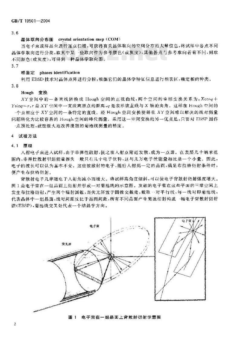 GB/T 19501-2004 电子背散射衍射分析方法通则