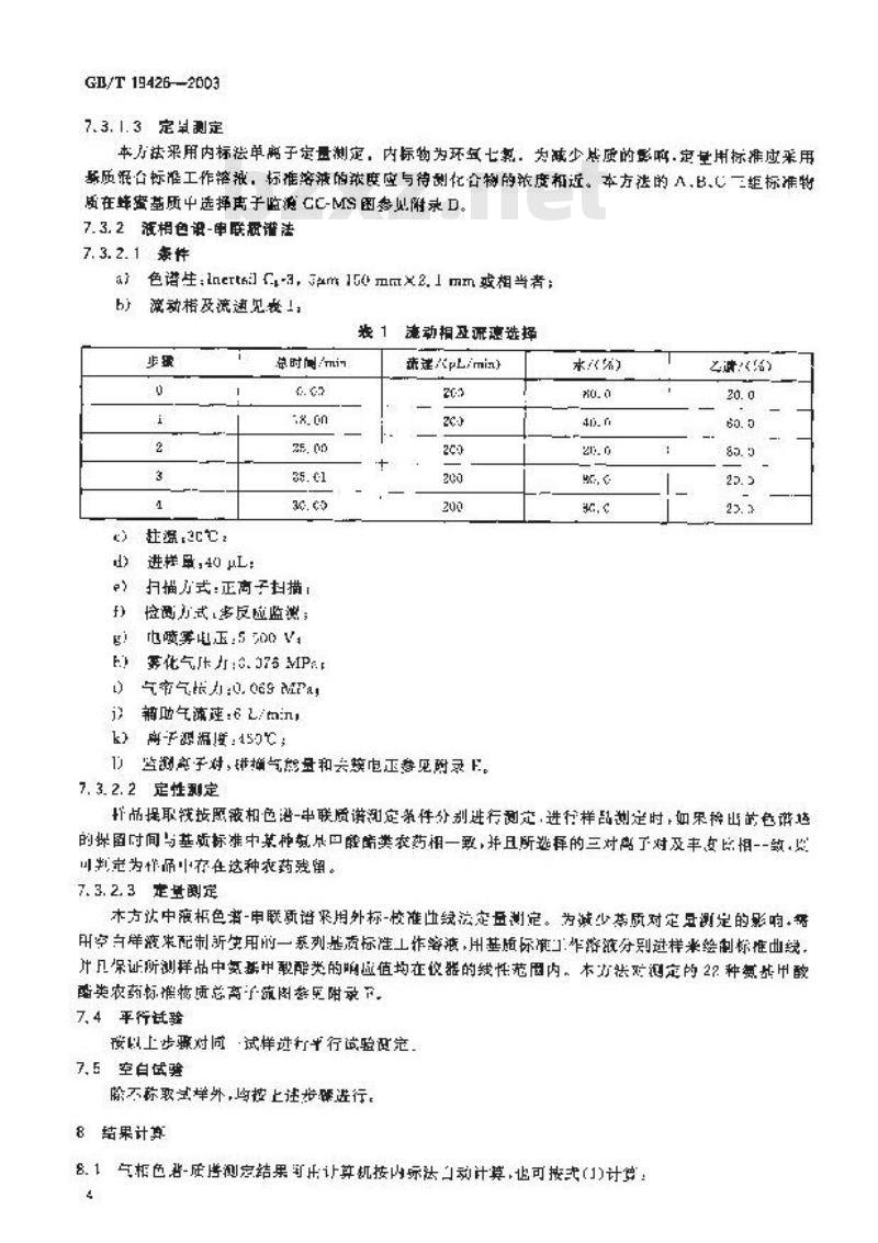 GB/T 19426-2003 蜂蜜、果汁和果酒中304种农药多残留测定方法 气相色谱-质谱和液相色谱-串联质谱法