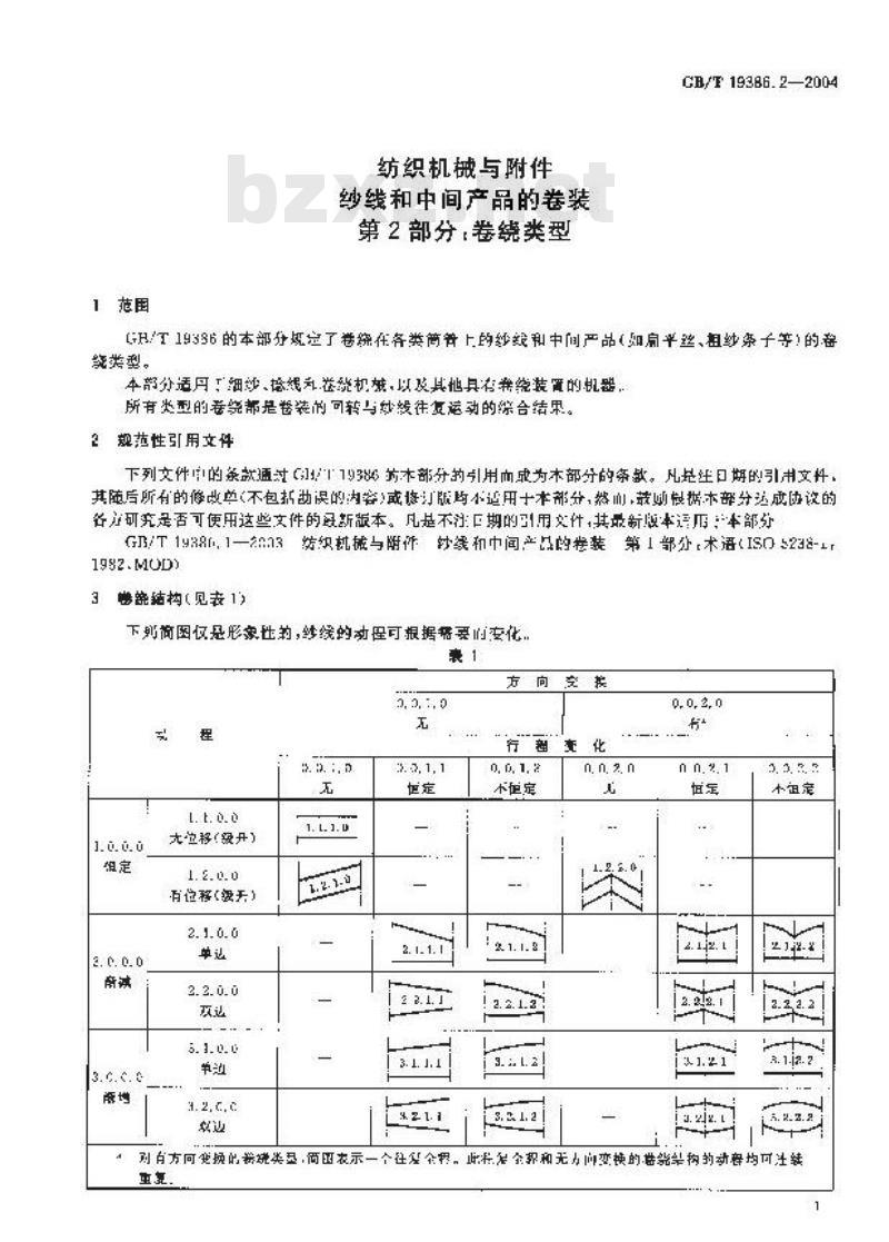 GB/T 19386.2-2004 纺织机械与附件 纱线和中间产品的卷装 第2部分:卷绕类型