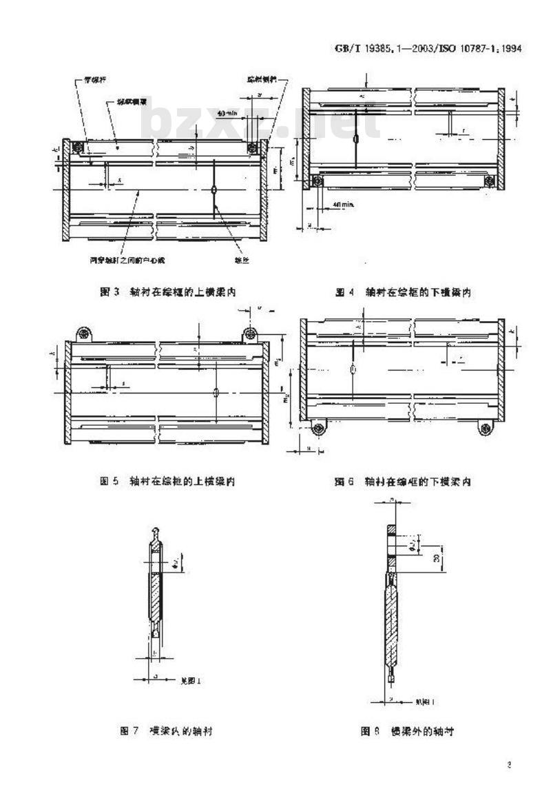 GB/T 19385.1-2003 纺织机械与附件 综框 第1部分：穿综杆用托座固定于综框横梁 相关尺寸