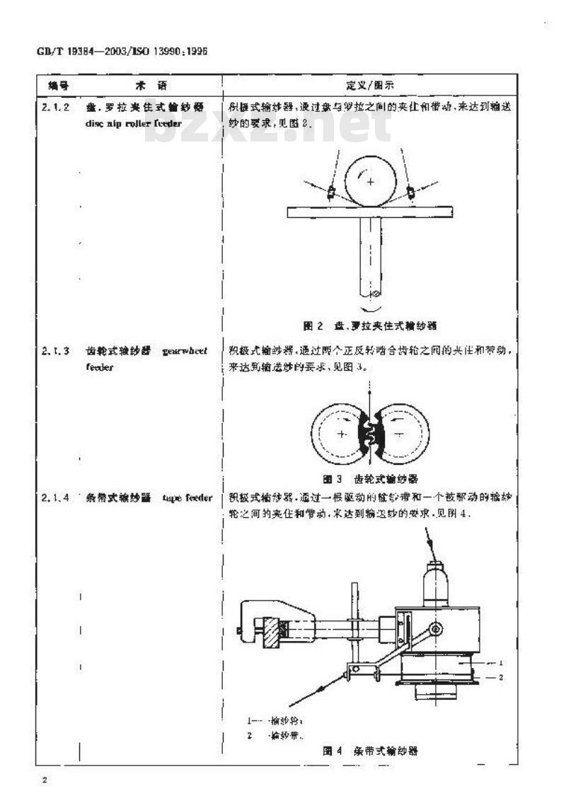 GB/T 19384-2003 纺织机械与附件 针织机用输纱器 词汇