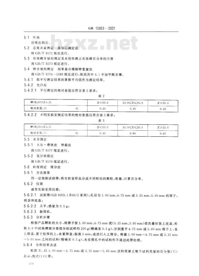 GB 15063-2001 复混肥料(复合肥料)
