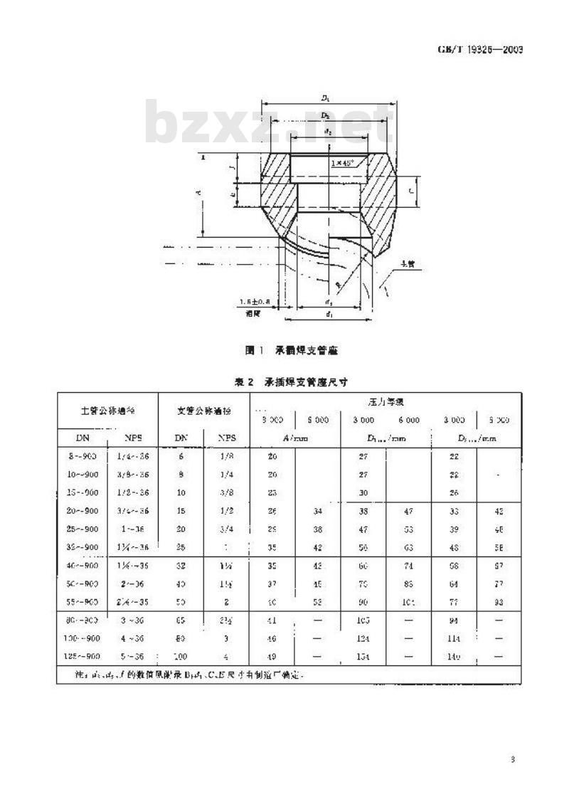 GB/T 19326-2003 钢制承插焊、螺纹和对焊支管座