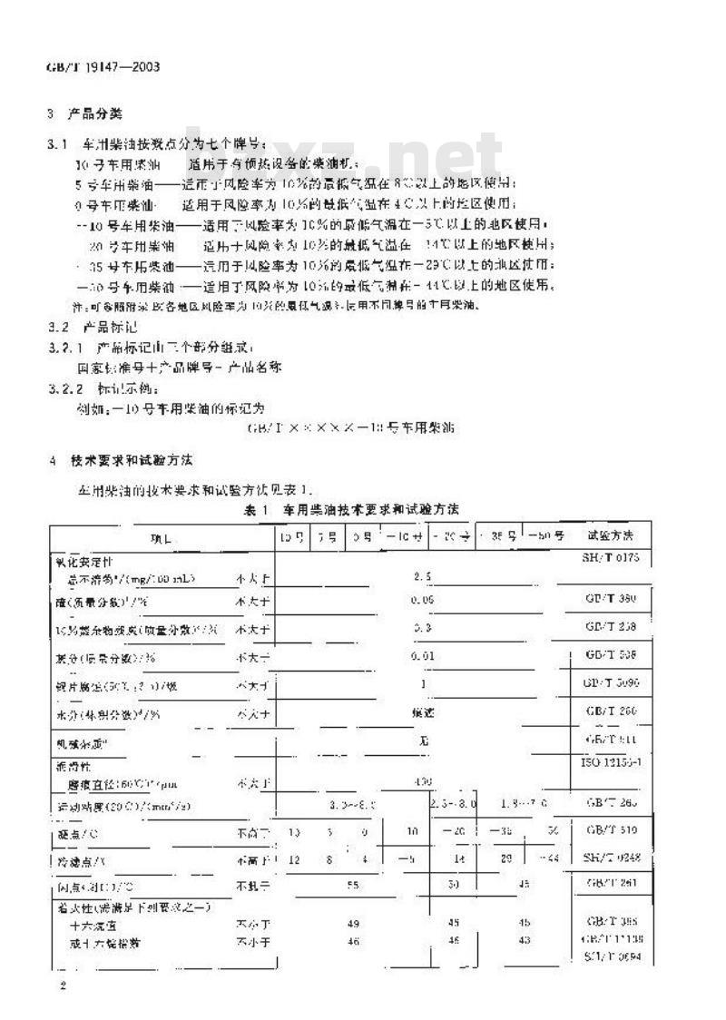 GB/T 19147-2003 车用柴油