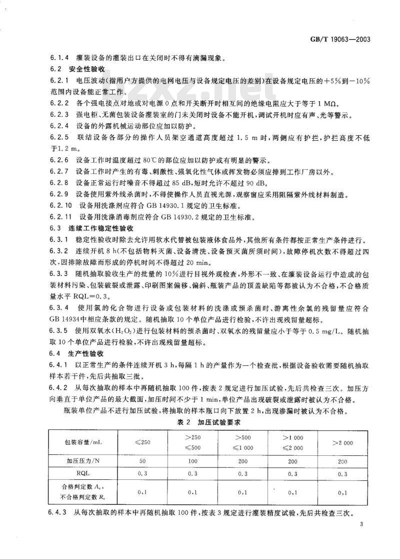 GB/T 19063-2003 液体食品包装设备验收规范