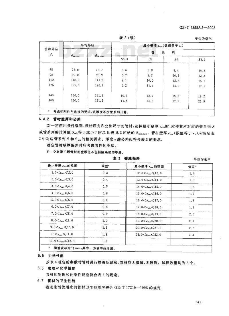 GB/T 18992.2-2003 冷热水用交联聚乙烯(PE-X)管道系统 第2部分:管材
