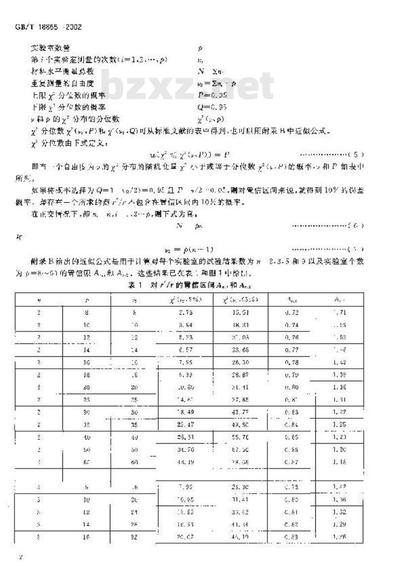 GB/T 18865-2002 橡胶与橡胶制品 实验室间试验确定的重复性值和再现性值置信区间