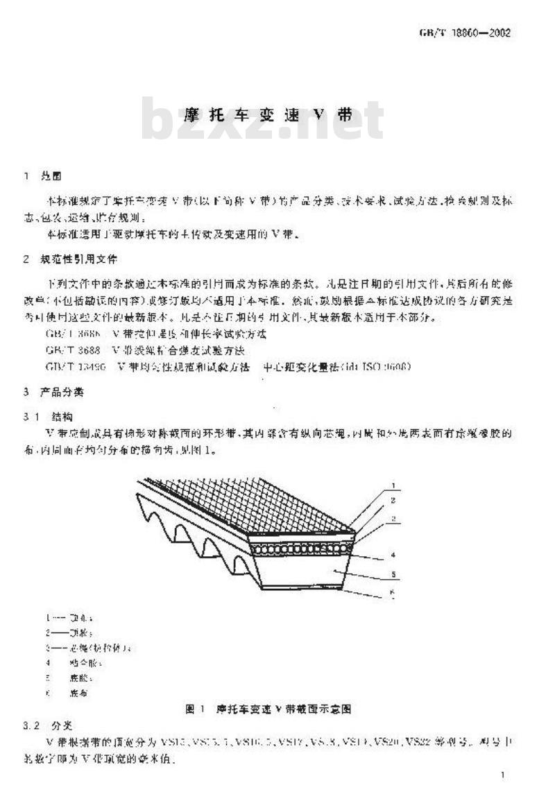 GB/T 18860-2002 摩托车变速V带