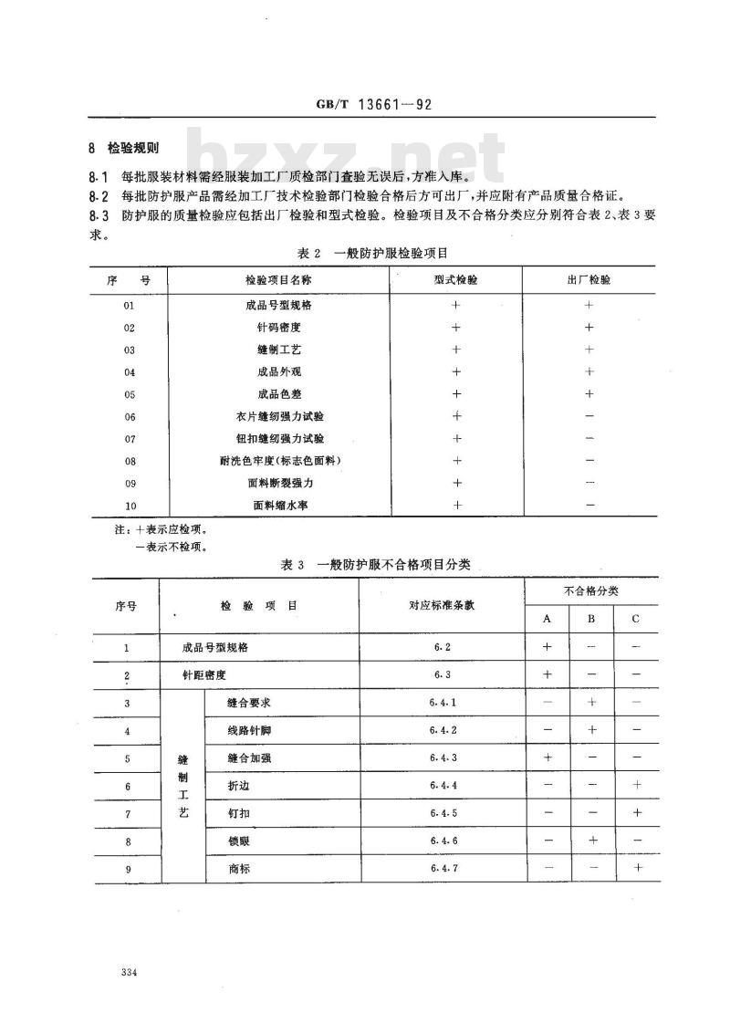 GB/T 13661-1992 一般防护服