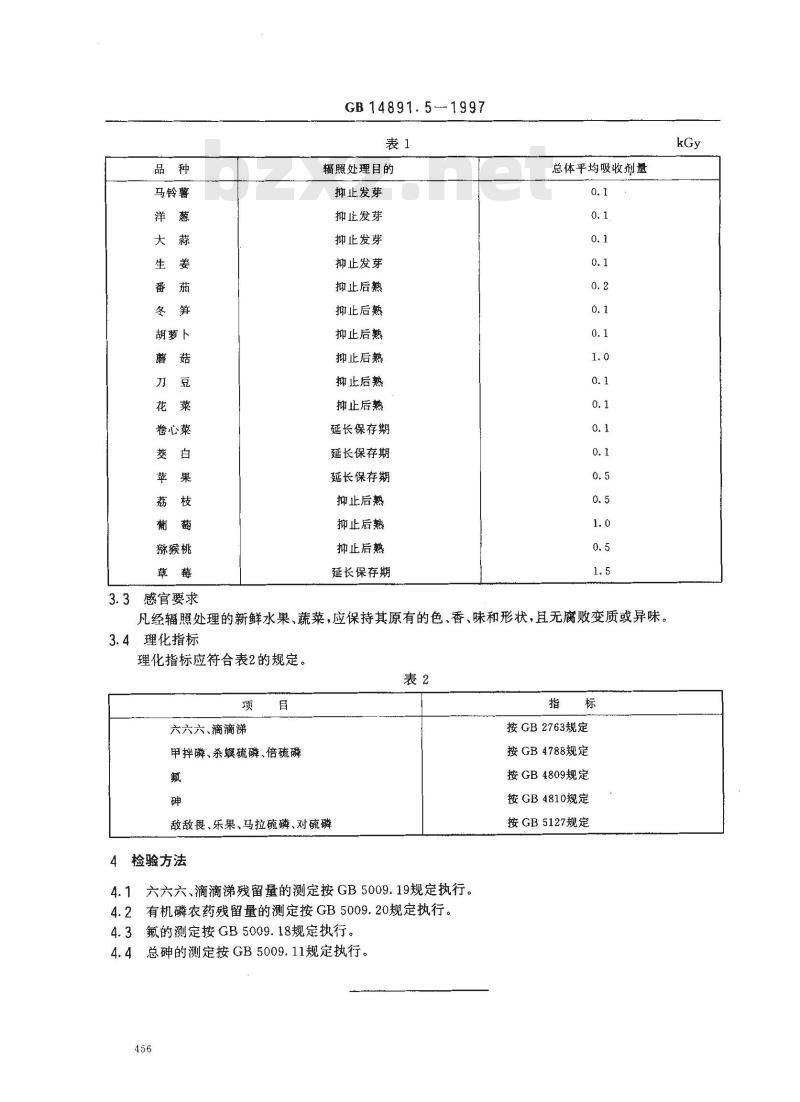 GB 14891.5-1997 辐照新鲜水果、蔬菜类卫生标准