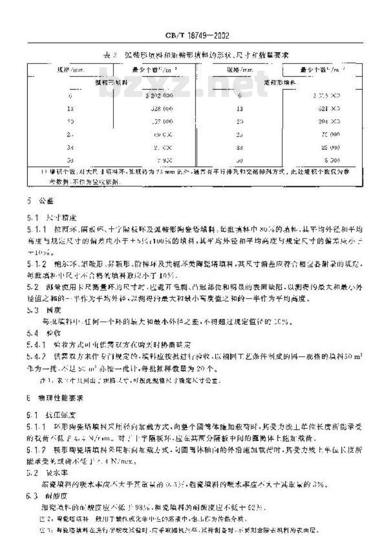 GB/T 18749-2002 耐化学腐蚀陶瓷塔填料技术条件