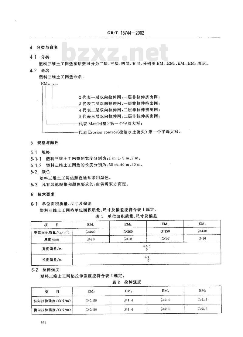 GB/T 18744-2002 土工合成材料 塑料三维土工网垫