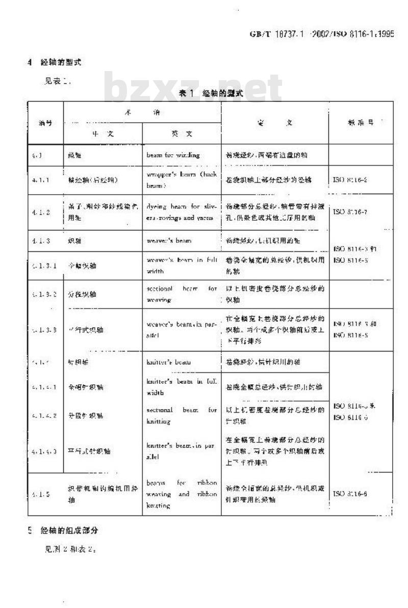 GB/T 18737.1-2002 纺织机械与附件 经轴 第1部分：词汇