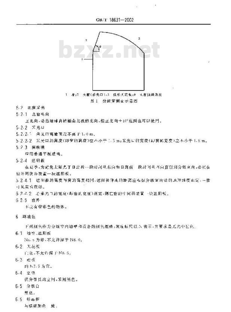 GB/T 18631-2002 纺织纤维分级室的北空昼光采光