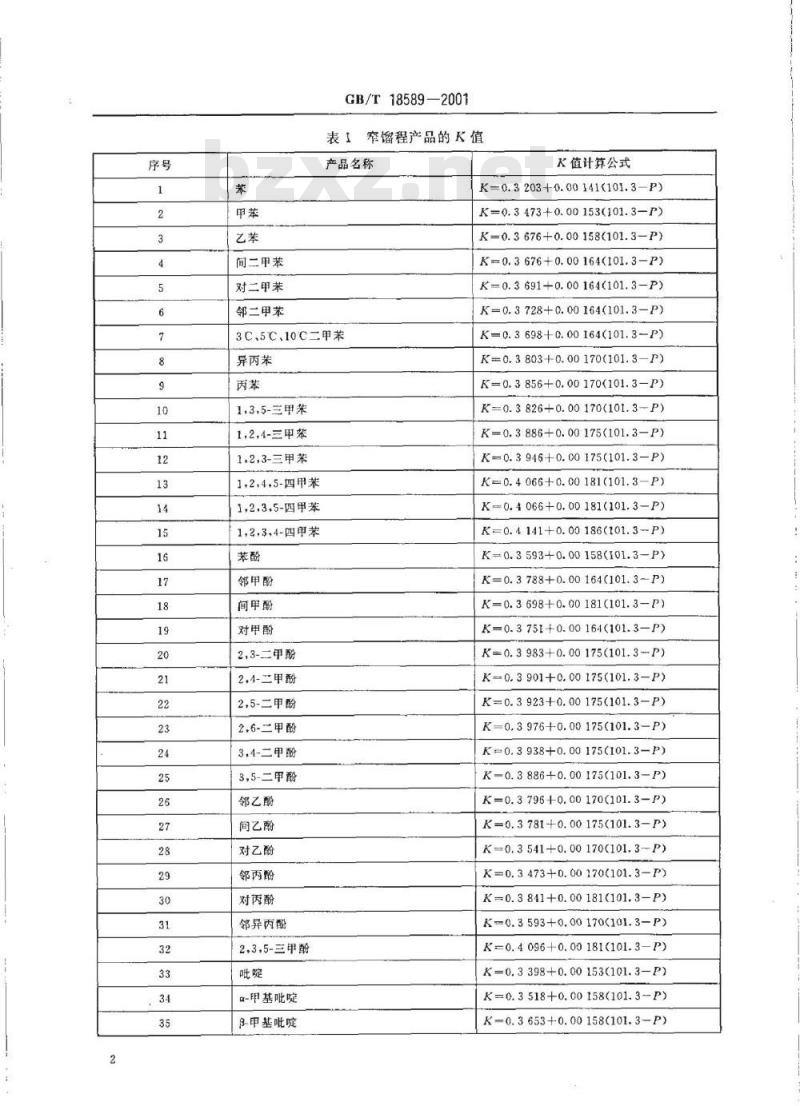 GB/T 18589-2001 焦化产品蒸馏试验的气压补正方法
