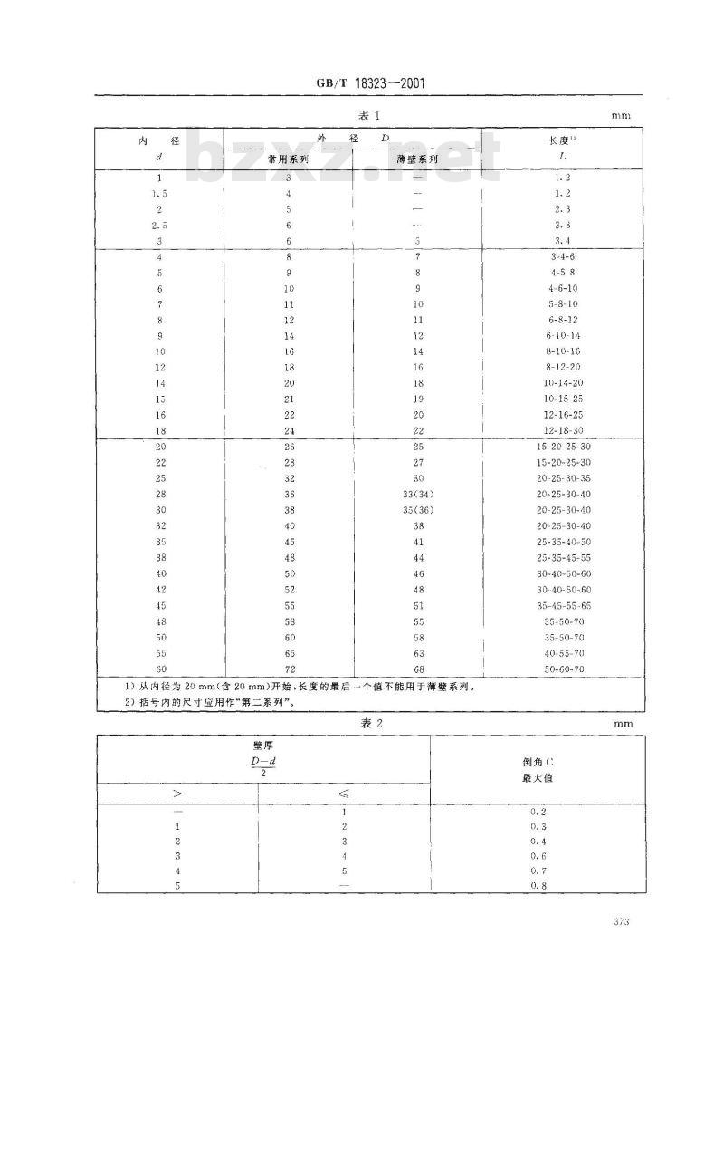 GB/T 18323-2001 滑动轴承 烧结轴套的尺寸和公差