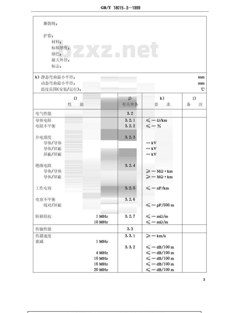 GB/T 18015.3-1999 数字通信用对绞或星绞多芯对称电缆 第3部分：水平层布线电缆 空白详细规范