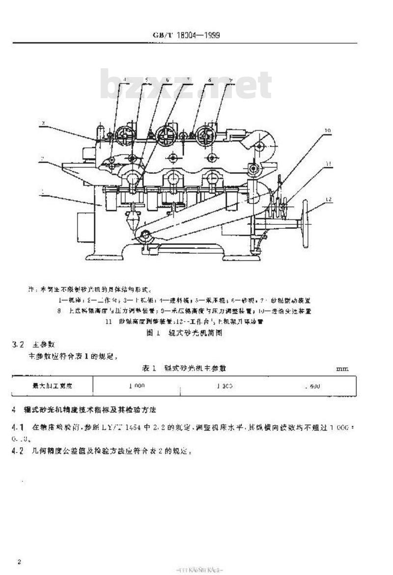 GB/T 18004-1999 辊式砂光机通用技术条件