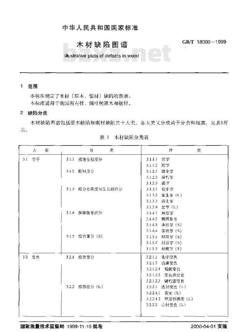 GB/T 18000-1999 木材缺陷图谱