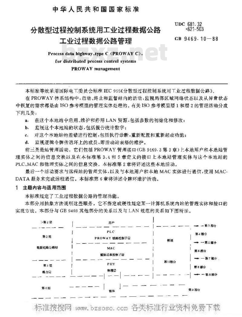 GB/T 9469.10-1988 分散型过程控制系统用工业过程数据公路 工业过程数据公路管理