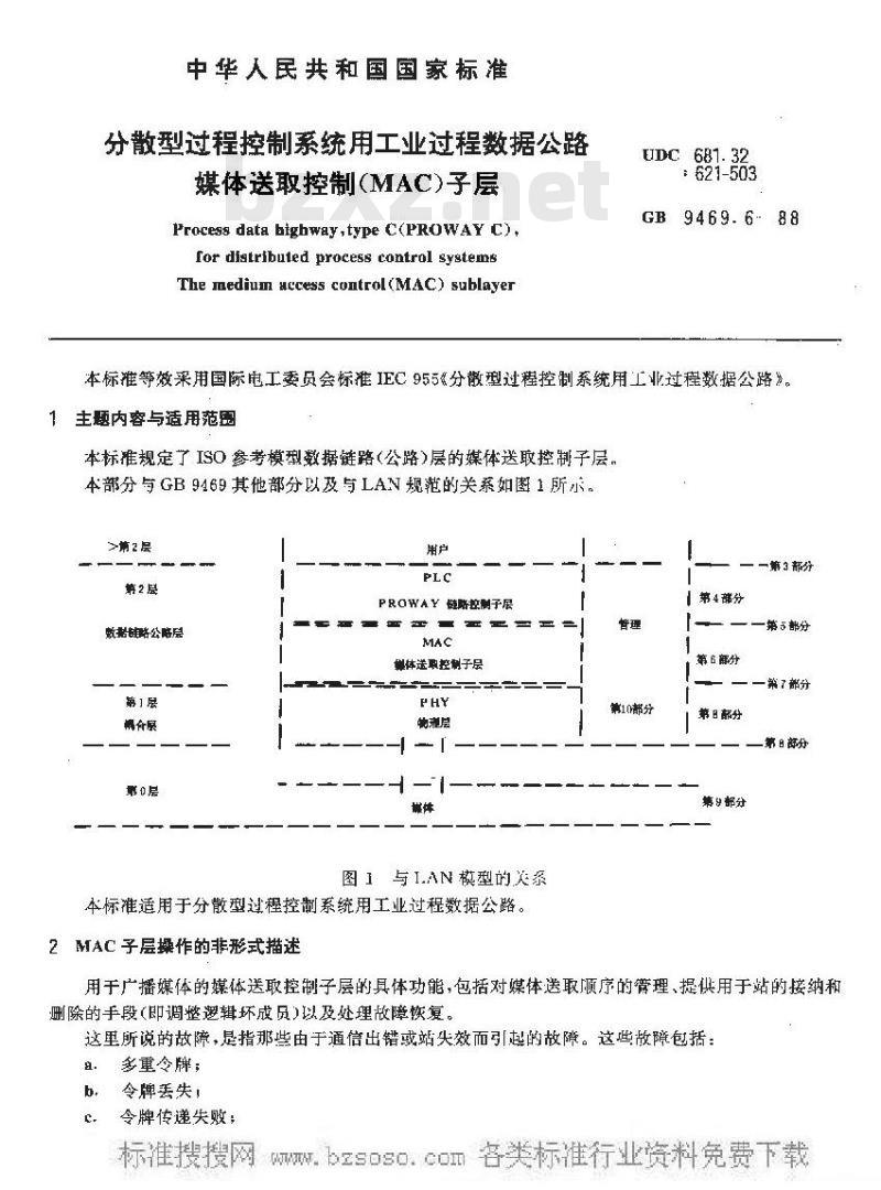 GB/T 9469.6-1988 分散型过程控制系统用工业过程数据公路 媒体送取控制(MAC)子层