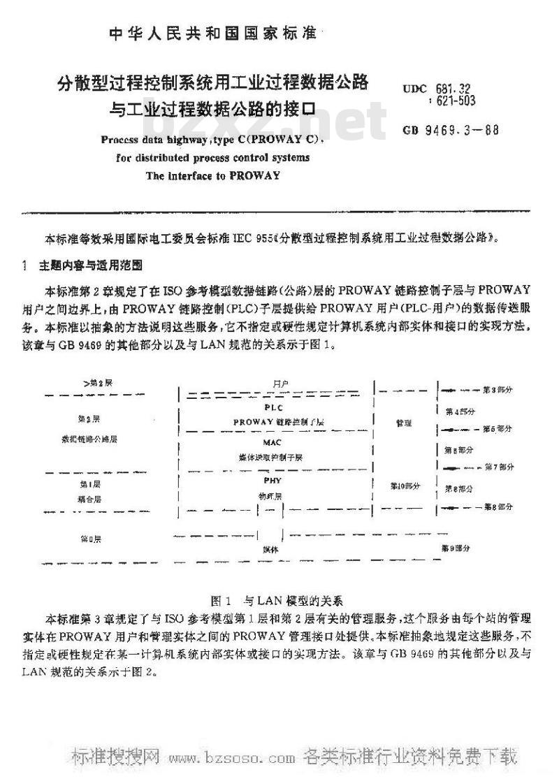 GB/T 9469.3-1988 分散型过程控制系统用工业过程数据公路 与工业过程数据公路的接口