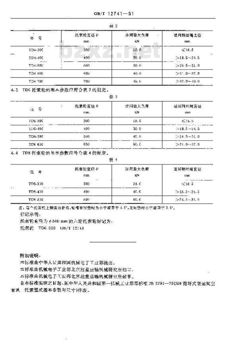 GB/T 12741-1991 单线循环式货运架空索道 托索轮 型式和基本参数