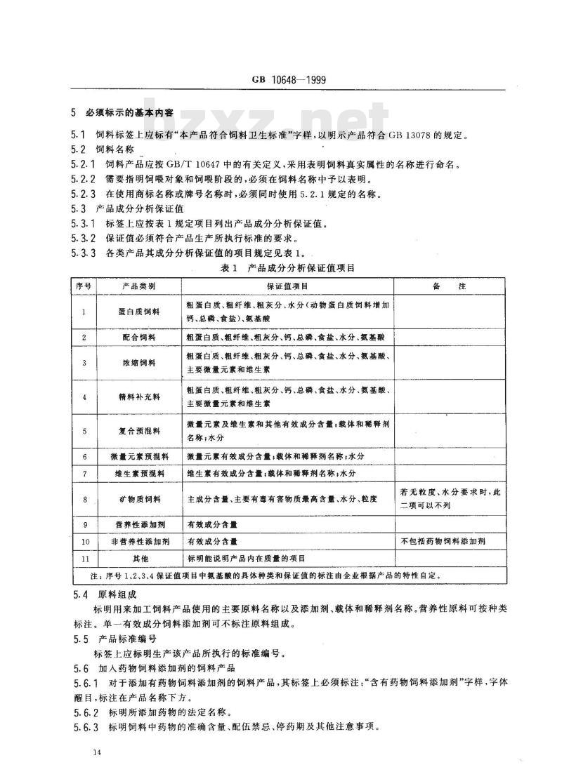 GB 10648-1999 饲料标签