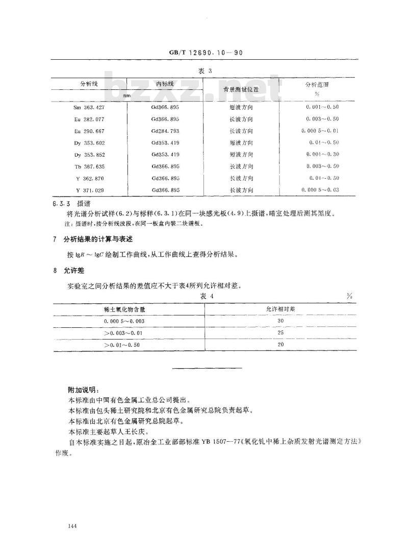 GB/T 12690.10-1990 稀土金属及其氧化物化学分析方法 发射光谱法测定氧化钆中氧化钐,氧化铕,氧化铽,氧化镝和氧化钇量