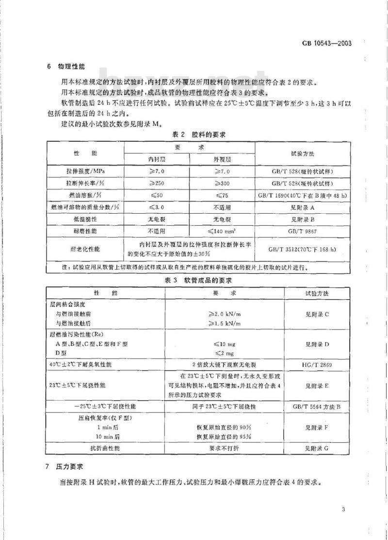 GB 10543-2003 飞机地面加油和排油用橡胶软管及软管组合件