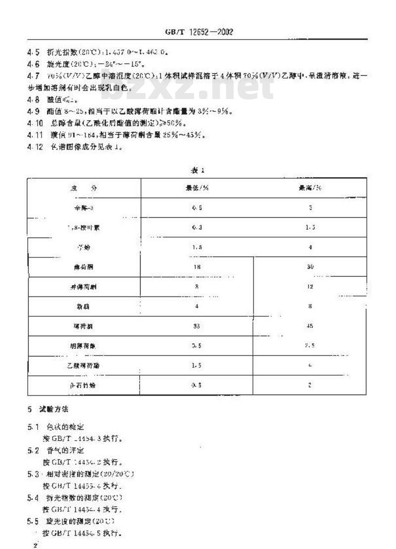 GB/T 12652-2002 亚洲薄荷素油