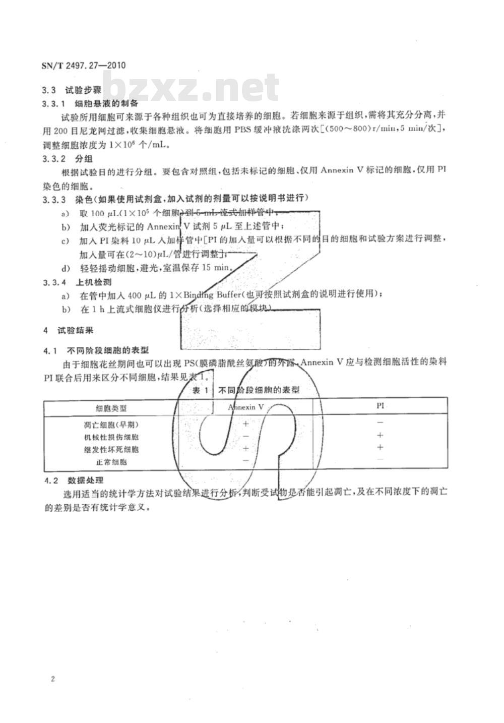SN/T 2497.27-2010 进出口危险化学品安全试验方法 第27部分：流式细胞术检测凋亡