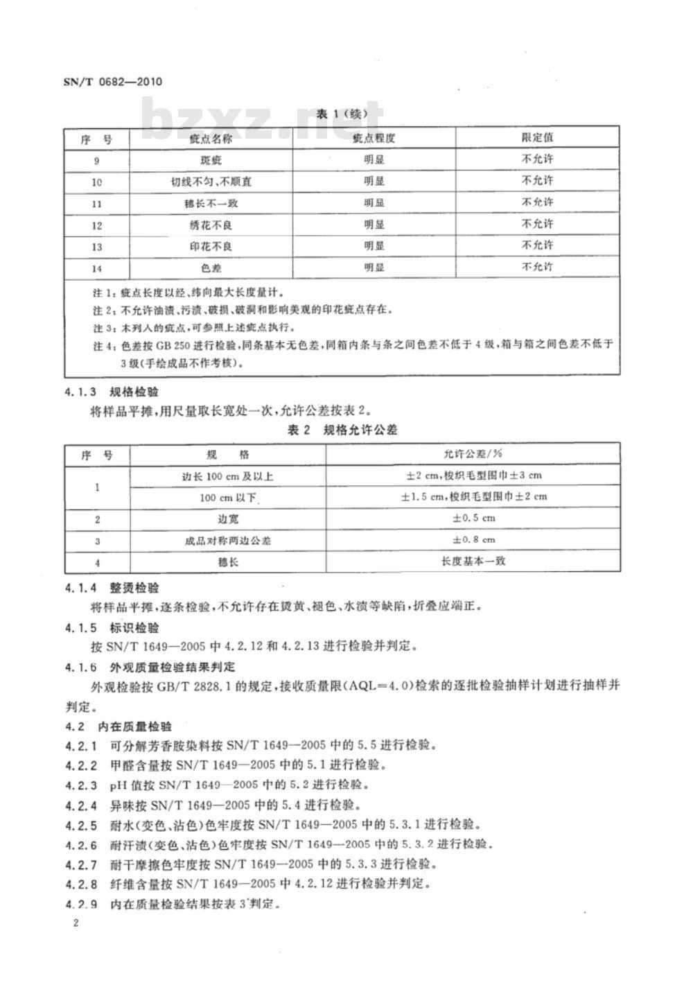 SN/T 0682-2010 进出口头巾、围巾检验规程