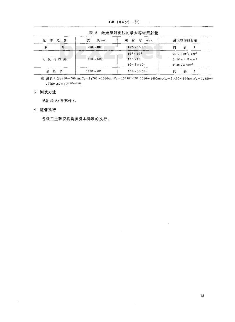 GB 10435-1989 作业场所激光辐射卫生标准