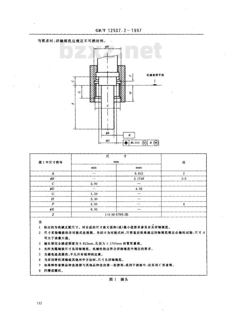 GB/T 12507.2-1997 光纤光缆连接器 第2部分:F-SMA型光纤光缆连接器分规范