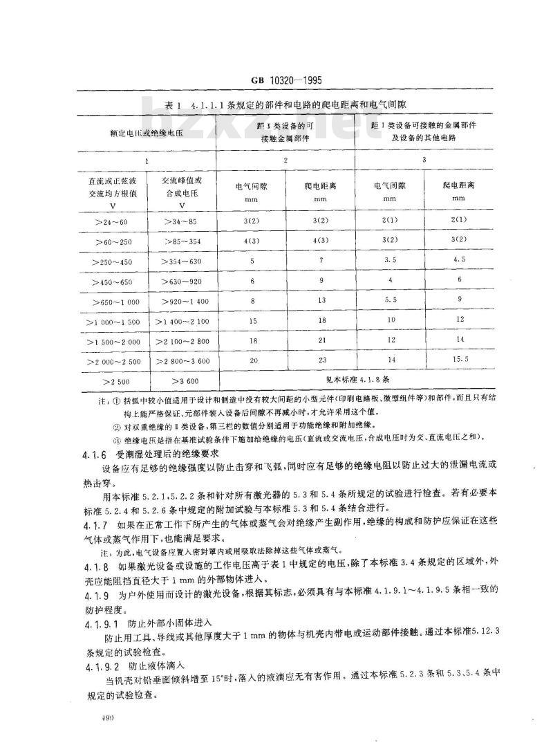 GB 10320-1995 激光设备和设施的电气安全