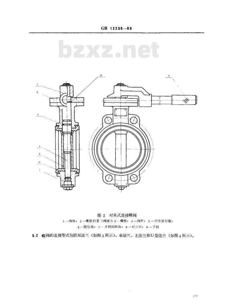 GB/T 12238-1989 通用阀门 法兰和对夹连接蝶阀