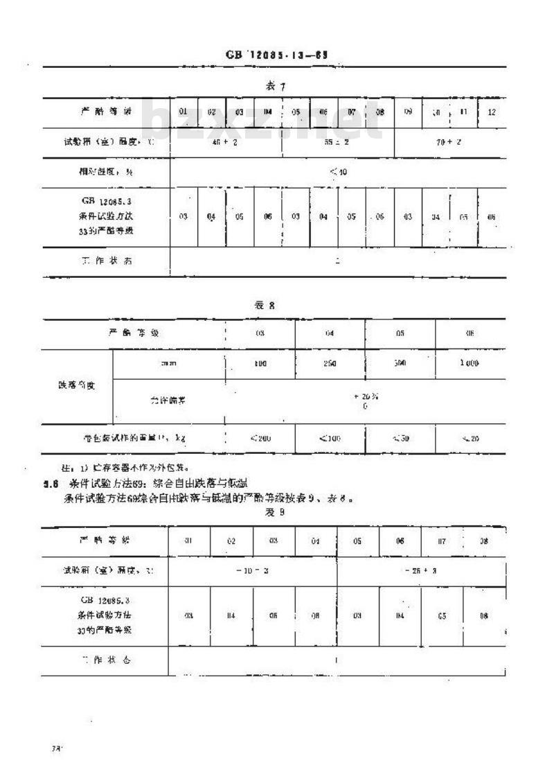 GB 12085.13-1989 光学和光学仪器环境试验方法 综合冲击、碰撞或自由跌落与高温或低温